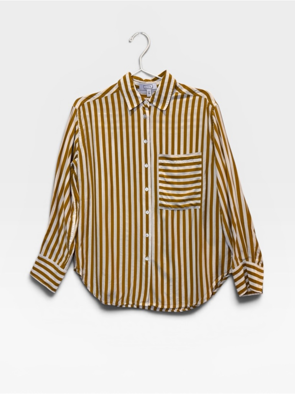 AYR  The Deep End Striped Button-Down Mustard Yellow and White Size XS